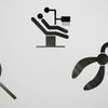 Minimalist icon of an office chair.